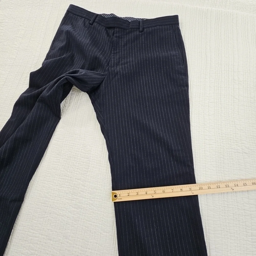Banana Republic Dress‎ Pants Men's 36x32 Navy Blue Chalk Stripe Slim Fit Luxe